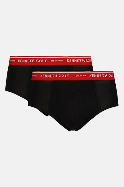 Kenneth Cole Men 2 PIece Brand Logo Briefs, Black