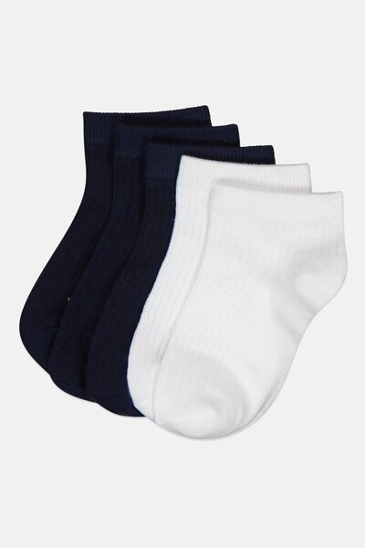 London Fog Kids Boy 5 Pairs Ribbed Ankle Socks, Multicolor