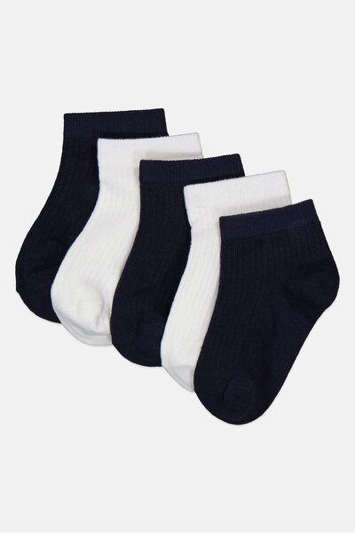 London Fog Toddlers Boy 5 Pairs Ribbed Ankle Socks, Multicolor