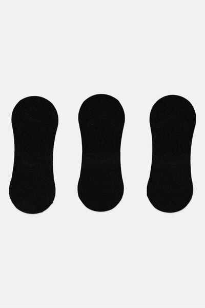 London Fog Men 3 Pairs Ribbed Invisible Socks, Black