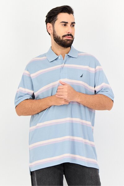 Nautica Men Regular Fit Short Sleeve Brand Logo Polo Shirt, Multicolor
