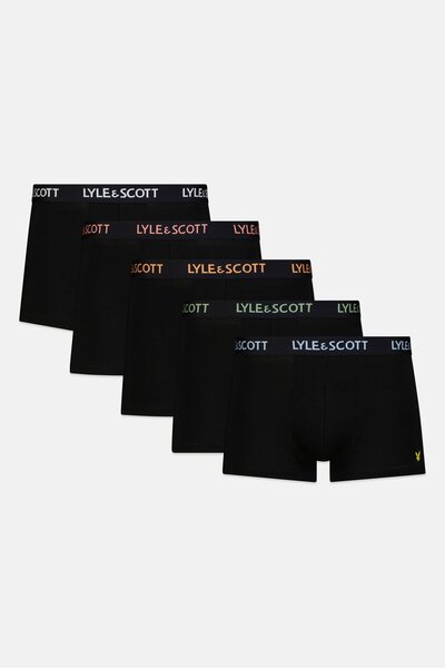 Lyle & Scott Men 5 Pieces Brand Logo Trunks, Black