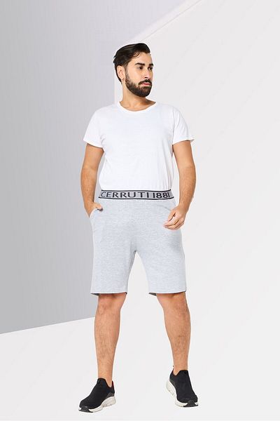 Cerruti 1881 Men Brand Logo Basic Shorts, Grey