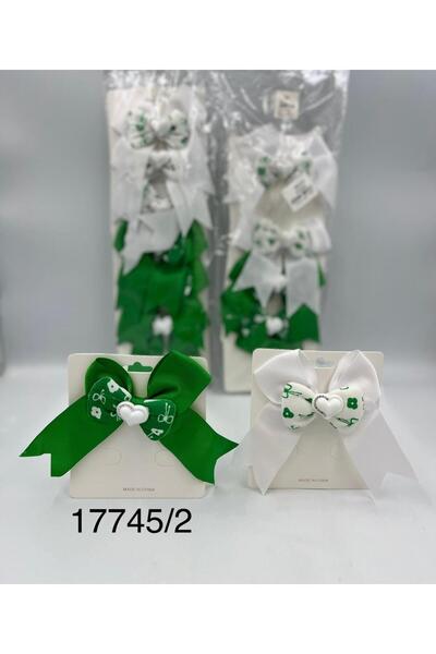 Mazaya مسكات شعر يناتي لليوم الوطني السعودي عدد 6 قطعة ابيض اخضر