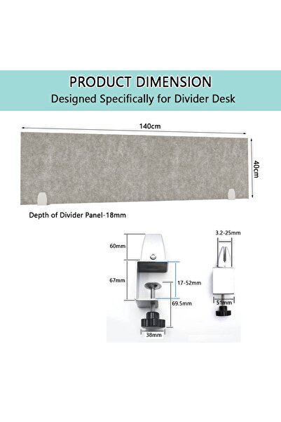 Mahmayi لوحة فاصلة للخصوصية الصوتية للمكتب مقاس 120×40 - قسم رمادي عصري لتقليل الضوضاء