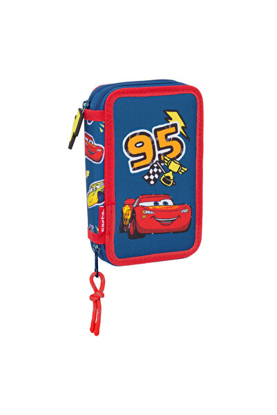 CARS Double Pencil Case Racing Navy Blue 12.5 x 19.5 x 4 cm Double Pencil Case 29 Pieces