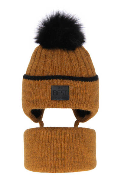 fantasialand Boys' winter set, hat and brown scarf Orlando