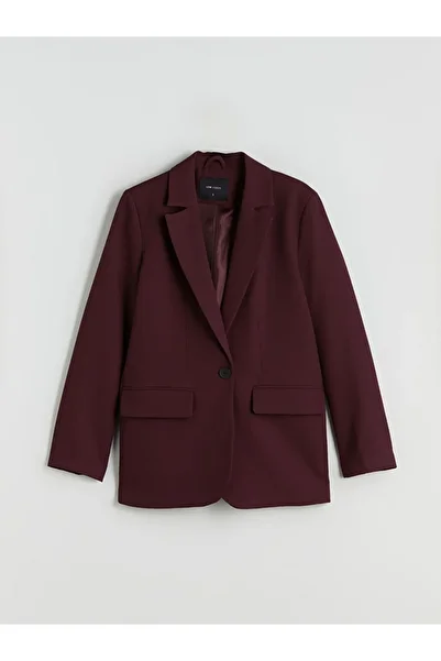 LC Waikiki Burgundy Crepe Women's Blazer Jacket