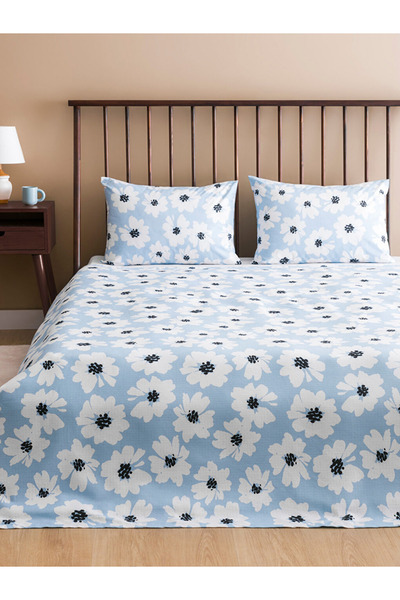 LC Waikiki Lc Blue Floral Patterned Double Pique Set