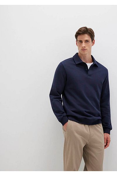 Mavi Half Button Polo Neck Navy Blue Men's Sweatshirt M0S10420-82318