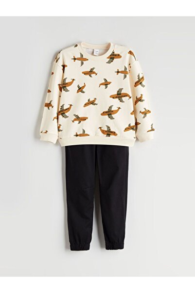 LC Waikiki Lcw Eco Printed Boy's Sweatshirt and Pants 2-Pack