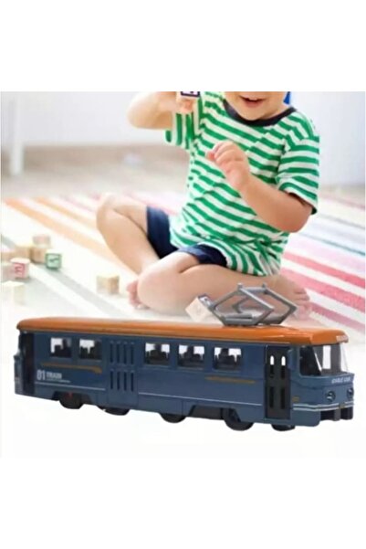 OEM Toy tram with doors and motor, blue, 18 cm
