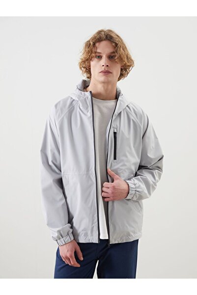 LC Waikiki Ανδρικό παλτό Grey Standard Mold με κουκούλα