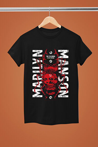 MAGORS TRIUC ROCK MARILYN MANSON BUMBAC IMPRIMAT CU MANE SCURTĂ