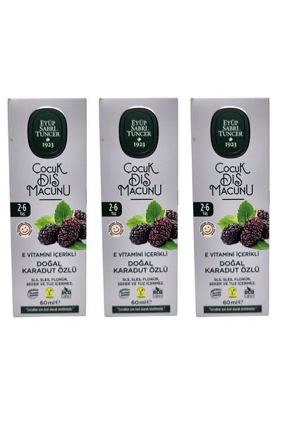 Eyüp Sabri Tuncer Children's Toothpaste with Black Elderberry Extract and Vitamin E 60ml X 3 Pieces