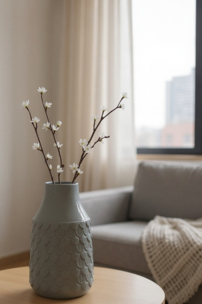 ardesta Vas decorativ din pulbere de piatră realizat manual 19 cm |   Vază mare cu flori pentru sufragerie și obiect de decorare pentru casă