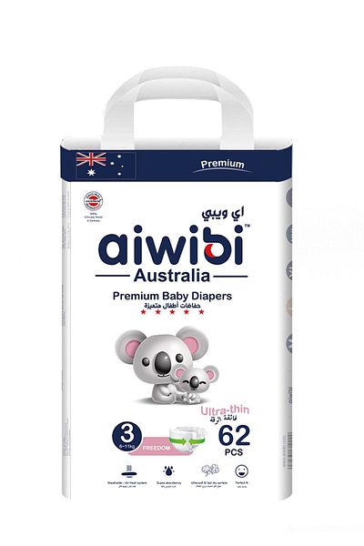 Aiwibi baby diapers premium ultra thin size 3-62pcs (6-11kg)