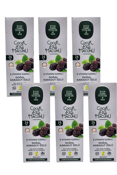 Eyüp Sabri Tuncer Natural Black Walnut Extract Children's Toothpaste with Vitamin E 60ml X 6 Pieces