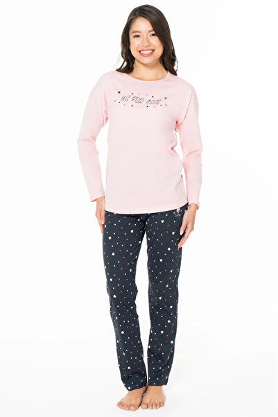 U.S. Polo Assn. Set de pijamale pentru femei, fără buzunare, 100% bumbac, mân...