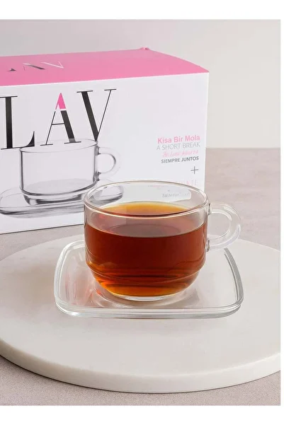 LAV 12-Piece Glass Tea Cup & Saucer Set Clear 270ML
