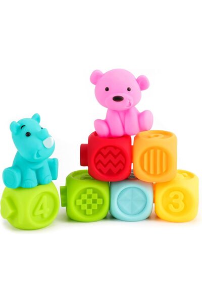 THE MOON Brand Baby Learning Cubes – Small Number Block Cubes & Animal Toys for Toddlers