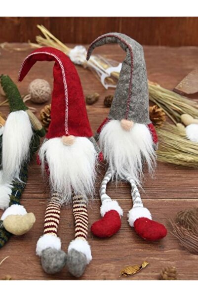 Yenigeldi 1 Adet 35 cm Gri Uzun Şapkalı Gnome Tomte Şans Cücesi Yılbaşı Süsü Parti Dekorasyon Süs