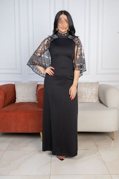SELSAL Embroidered cape sleeve dress