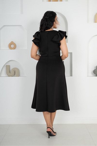 SELSAL Midi dress with puff sleeves embellished with crystals