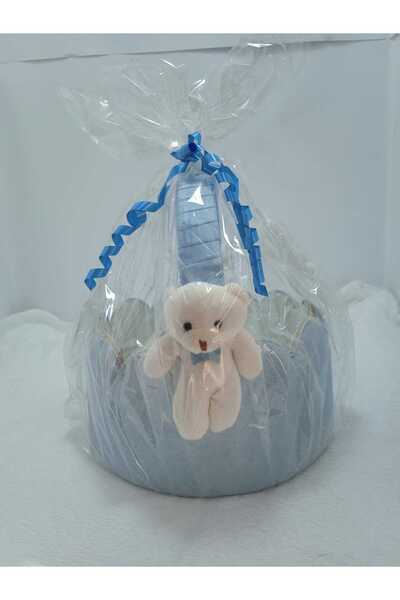 ZİRVEHOBİ Baby Basket with Teddy Blue