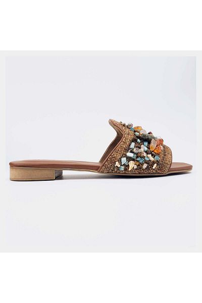 Delilah Sahara Genuine Leather Sandals – Handcrafted, Double Cushioned – Agate