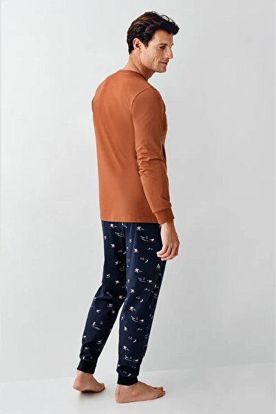 Arnetta 100% Cotton Long Sleeve Crew Neck Long Sleeve Men's Pajama Set