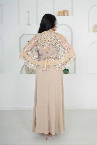 SELSAL Embroidered cape sleeve dress