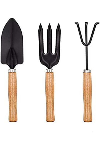 Türkiye مجموعة أدوات حديقة صغيرة مكونة من 3 قطع، أدوات نباتات عصارية بمقبض خش...
