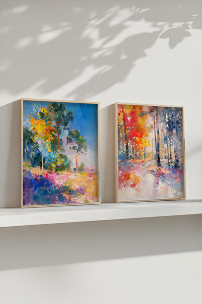 STARYUNA Set de picturi duble cu efect de pictură în ulei, cu cadru din lemn,...