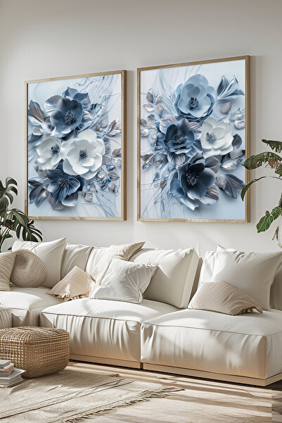 STARYUNA Set de pictură decorativă cu flori în două dimensiuni, cu cadru din ...