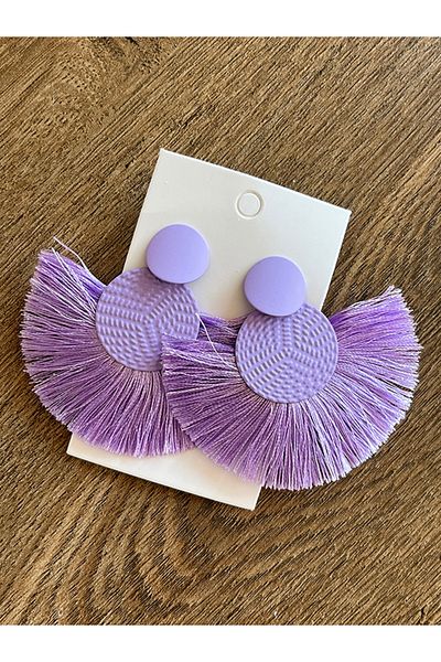Büyük Hanım Purple Color Style Women's Earrings with Big Tassels