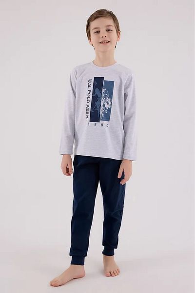 U.S. Polo Assn. Licensed 100% Cotton Crew Neck Long Sleeve Boy's Pajama Set