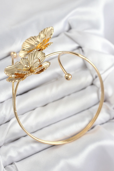Clariss Brass Floral Model Gold Color Women's Pazu Bracelet