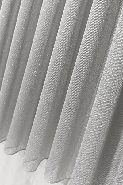 Madame Dower Κουρτίνα Sora Glitter Grey Tulle 1x3 συμπίεσης – Κουρτίνα κουζίνας & σαλονιού υπεργραμματισμένη χωρίς ρυτίδες