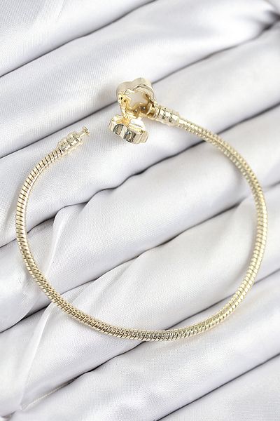 Clariss Brass Charm Zircon Stone Clover Model Gold Color Women's Bracelet