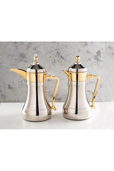 rexa طقم ترمس قهوة وشاي رغد - ذهبي نيكل - ٧ لتر + ٠.٧ لتر