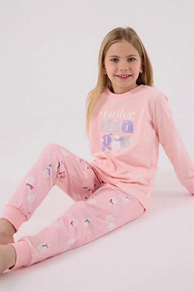 ROLY POLY %100 PAMUK BİSİKLET YAKA UZUN KOLLU KIZ ÇOCUK PİJAMA TAKIM