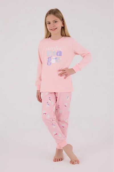 ROLY POLY 100% Cotton Crew Neck Long Sleeve Girl's Pajama Set
