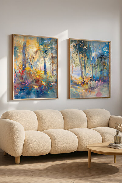 STARYUNA Set de picturi duble cu efect de pictură în ulei cu cadru din lemn, ...