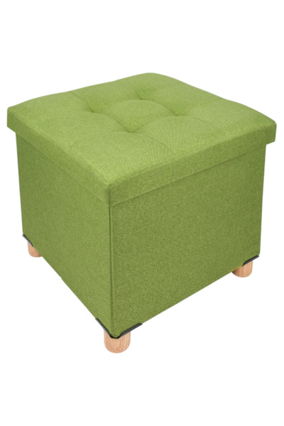 FizioTab Folding Stool with Storage Space, FizioTab®, with Solid Wood Legs, 38x38x38 cm, Green