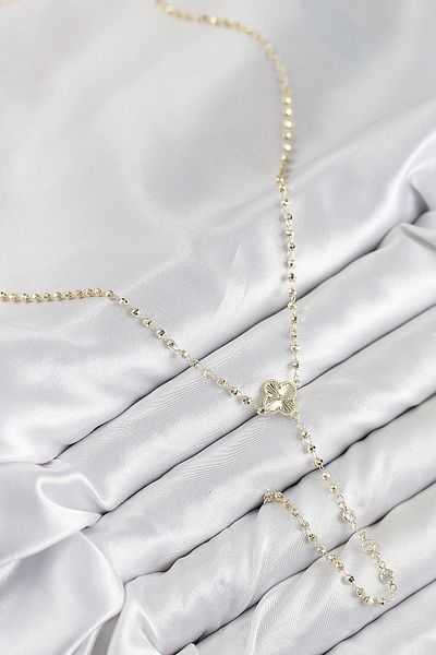 Clariss Brass Zircon Stone Clover Model Gold Color Women's Y Necklace