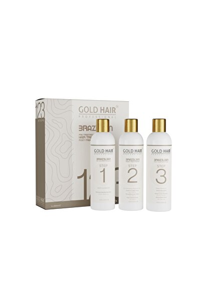 Gold Hair Professional Brazilian Treatment 3 in 1 Set - 250ml