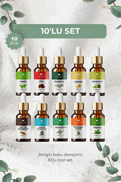 Villov 10'Lu Set Esansiyel Uçucu Yağı Buhurdanlık Yağı Aromatereapi Difüzör Y...