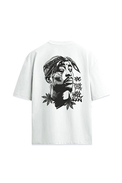 Darkia تي شيرت 2Pac Tupac Shakur Thug Life مطبوع من الأمام والخلف للجنسين