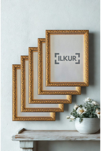 ilkur Πεντάλογος κορνίζας με μοτίβο φύλλων με ματ γυαλί, μέγεθος Α4 (21Χ30 εκ.)